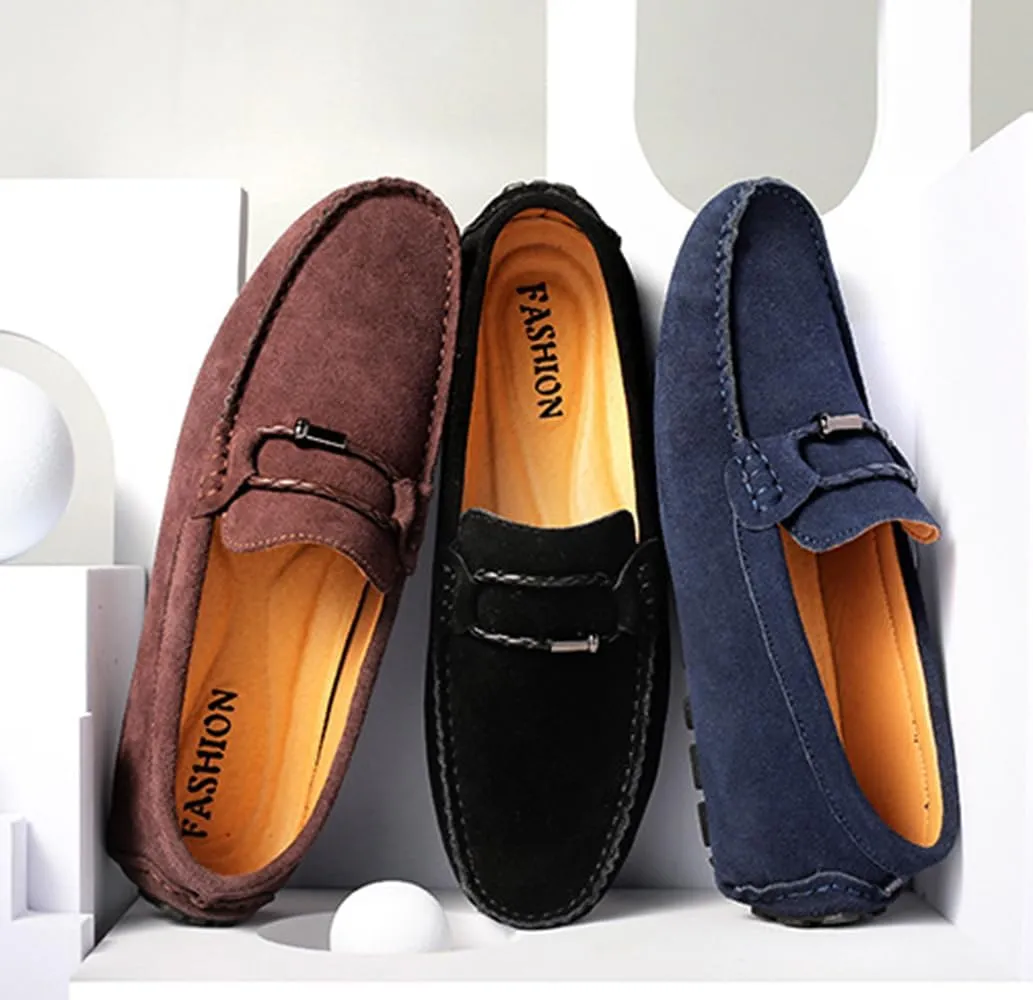TangDao Men’s Loafers Slip On Shoes, Suede Cowhide Moccasins Boat Shoes, Casual Walking Driving Shoes for Spring Autumn