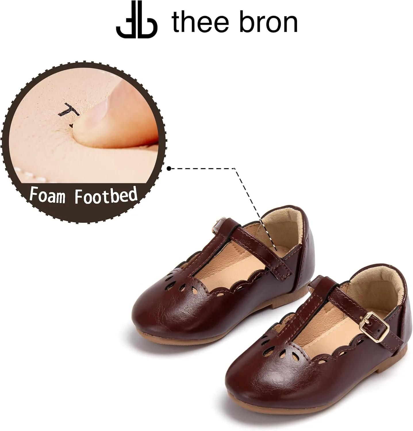 THEE BRON Mary Jane Shoes for Girls T-Strap Toddler Flats Patent Leather with Crafted Legacy
