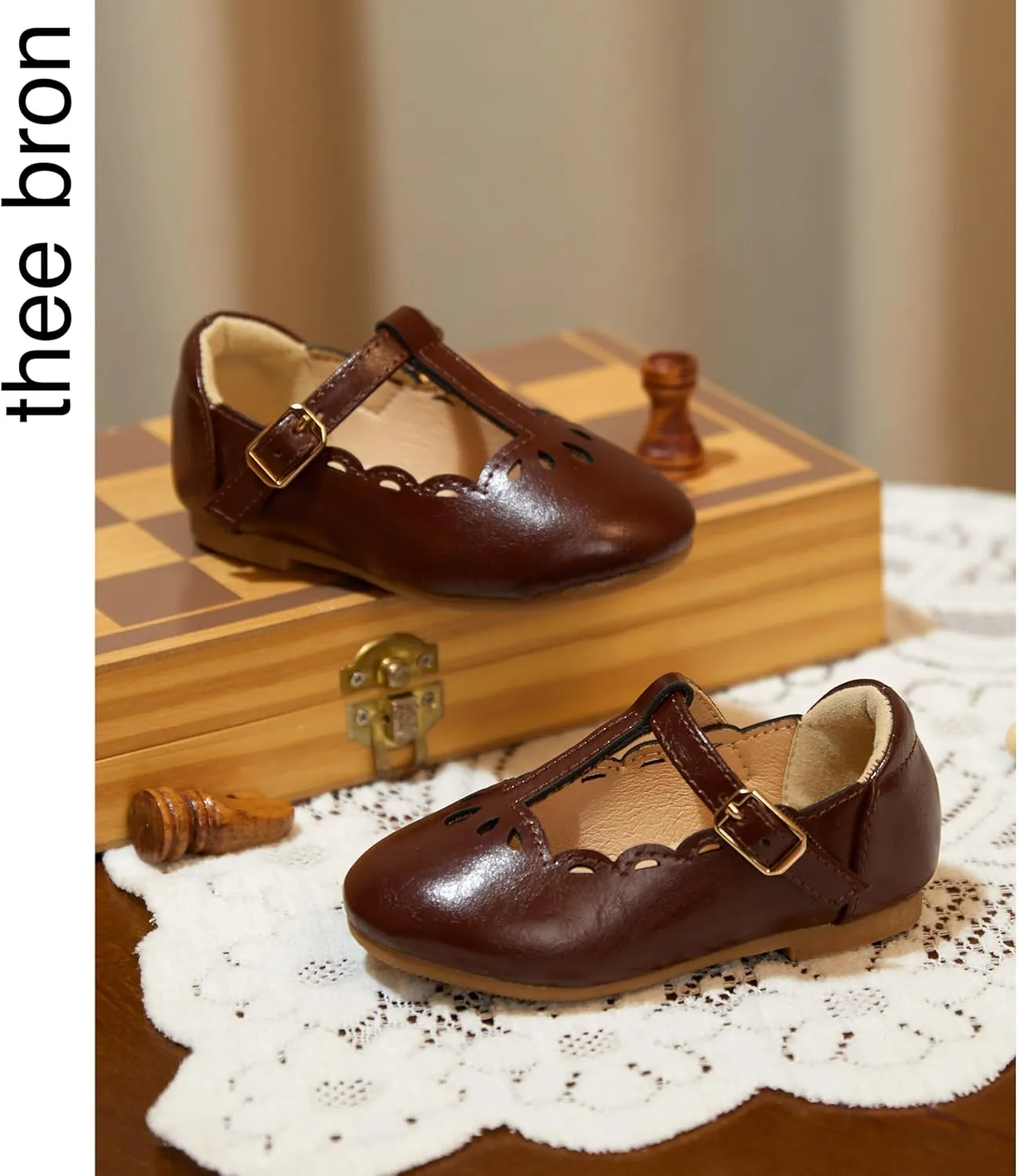 THEE BRON Mary Jane Shoes for Girls T-Strap Toddler Flats Patent Leather with Crafted Legacy