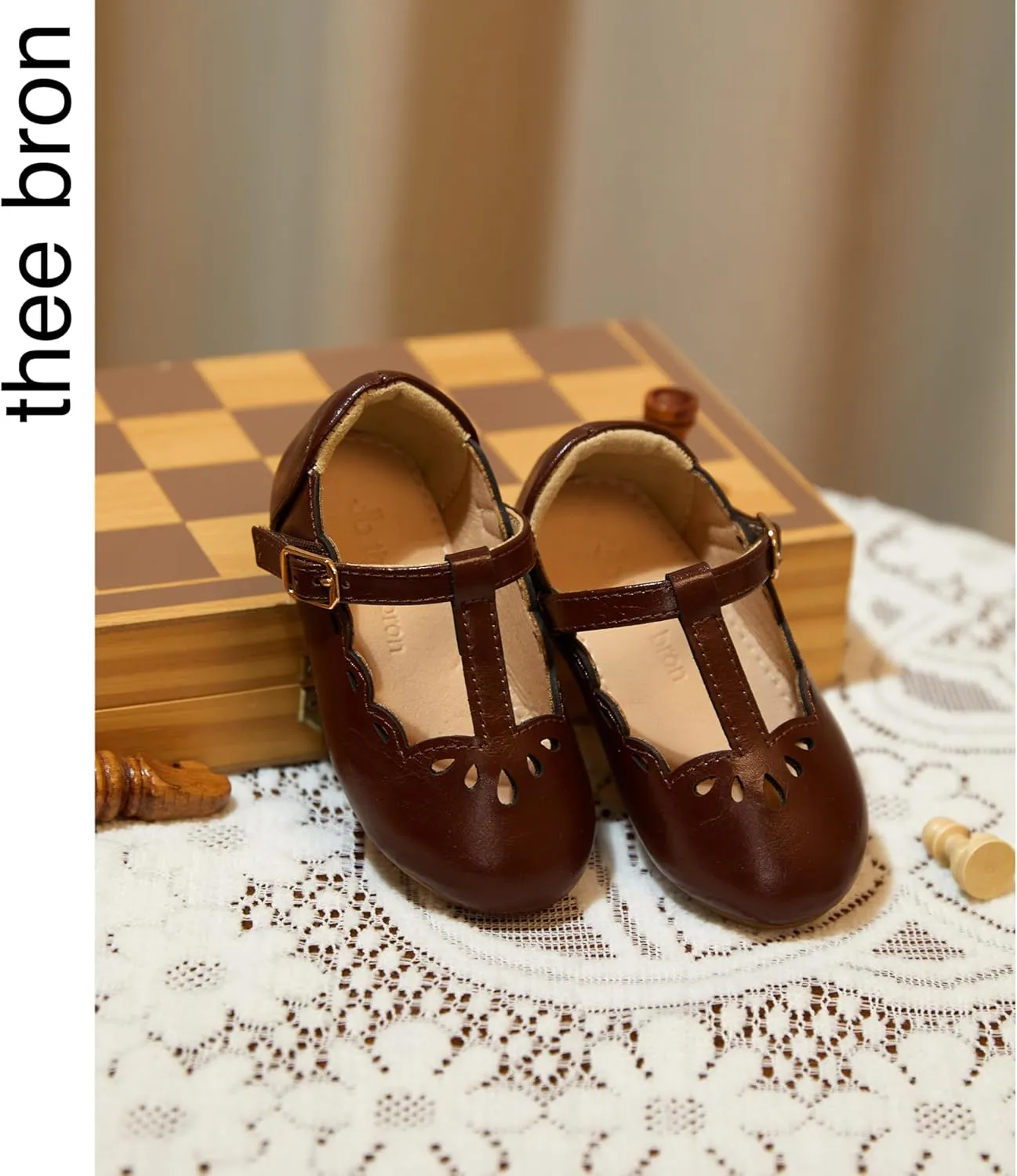 THEE BRON Mary Jane Shoes for Girls T-Strap Toddler Flats Patent Leather with Crafted Legacy