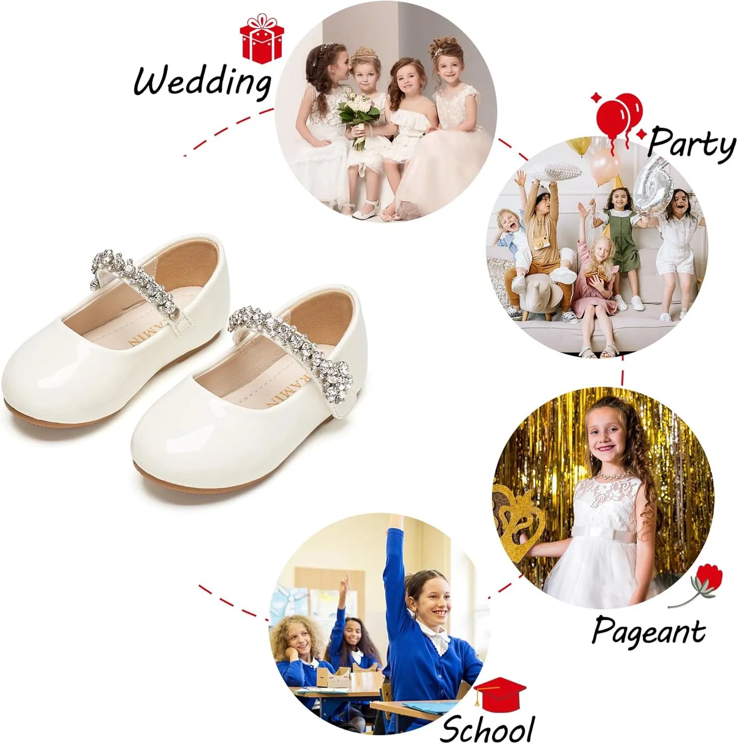 Toddler Flower Girl Dress Shoes - Little Girl Mary Janes for Wedding Party