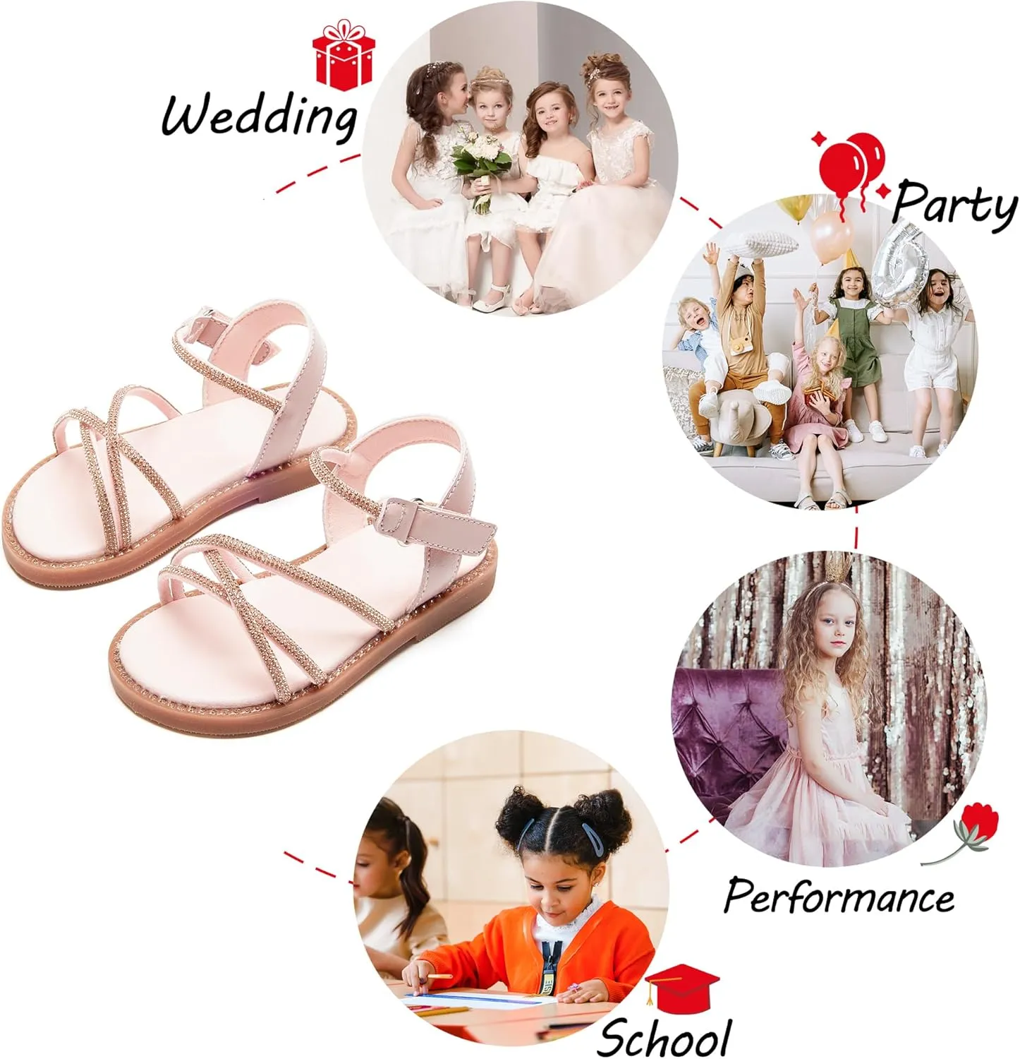 Toddler Flower Girl Sandals - Girl Summer Dress Shoes Toddler Little Kid Wedding Party