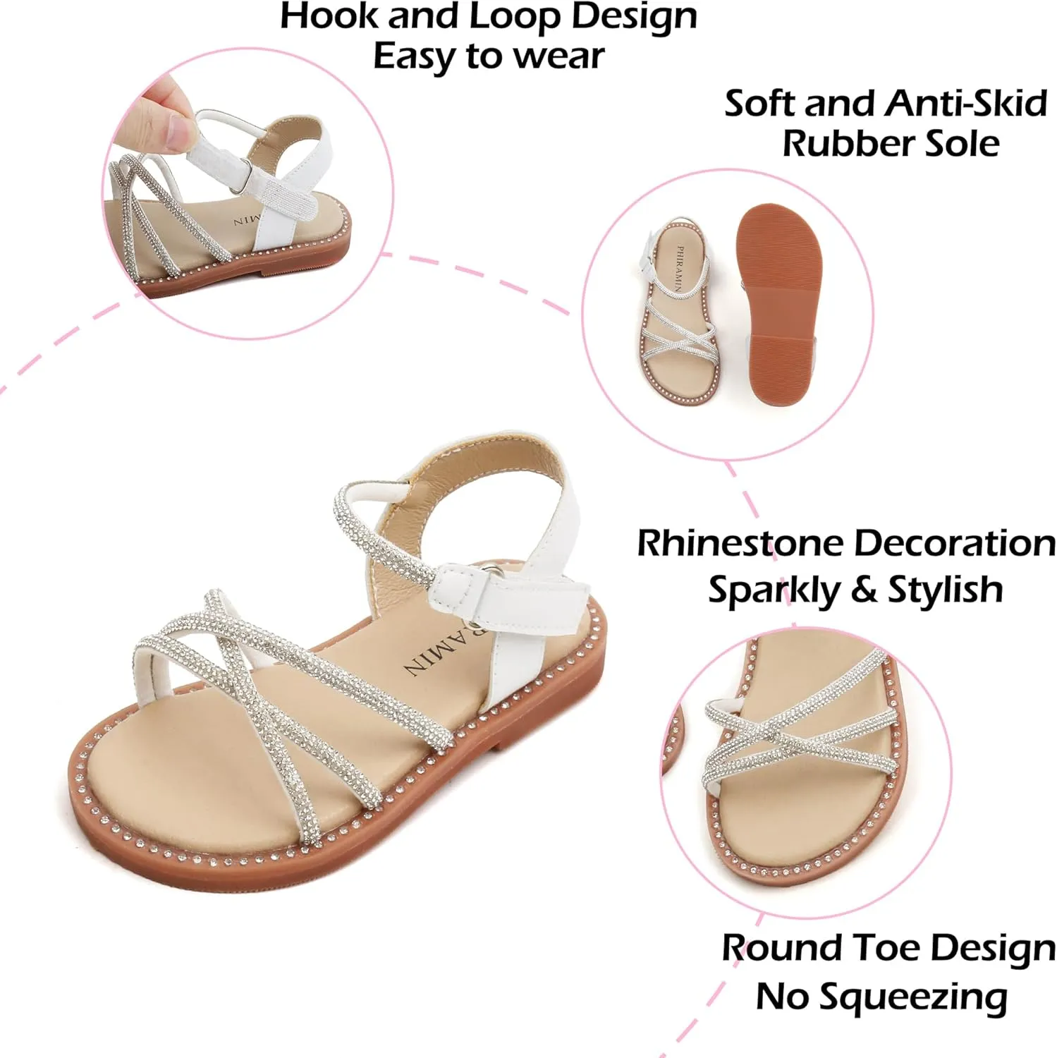Toddler Flower Girl Sandals - Girl Summer Dress Shoes Toddler Little Kid Wedding Party