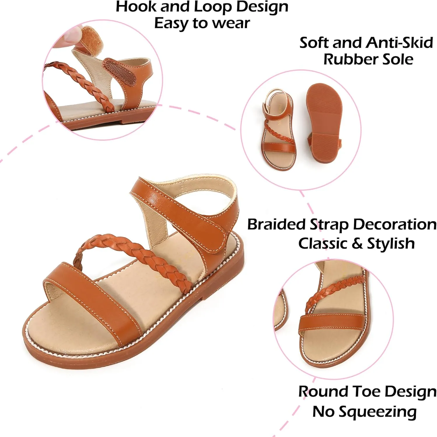 Toddler Flower Girl Sandals - Girl Summer Dress Shoes Toddler Little Kid Wedding Party