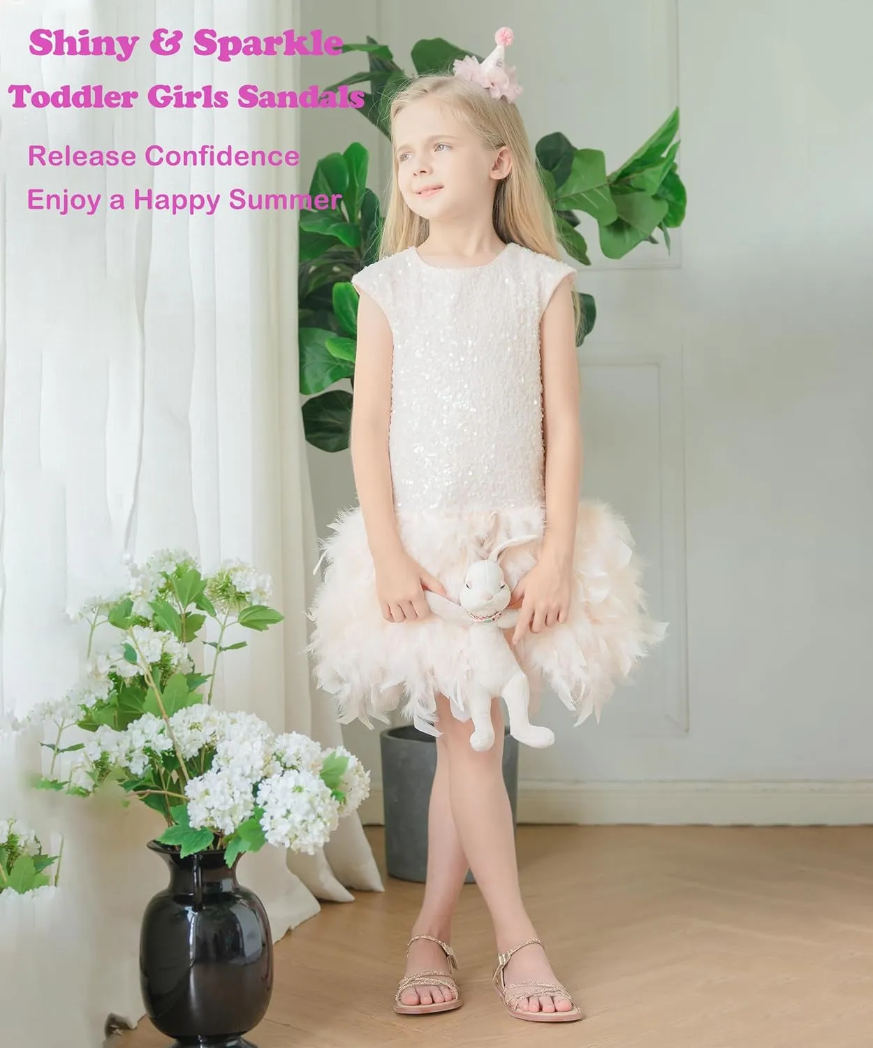 Toddler Flower Girl Sandals - Girl Summer Dress Shoes Toddler Little Kid Wedding Party