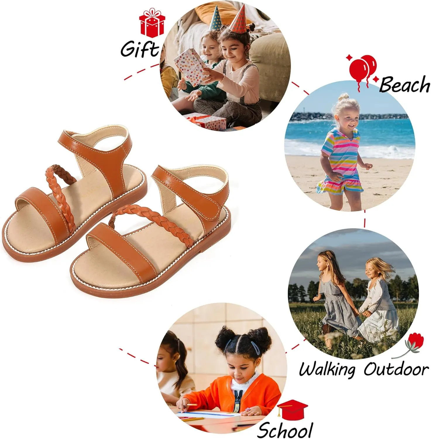 Toddler Flower Girl Sandals - Girl Summer Dress Shoes Toddler Little Kid Wedding Party