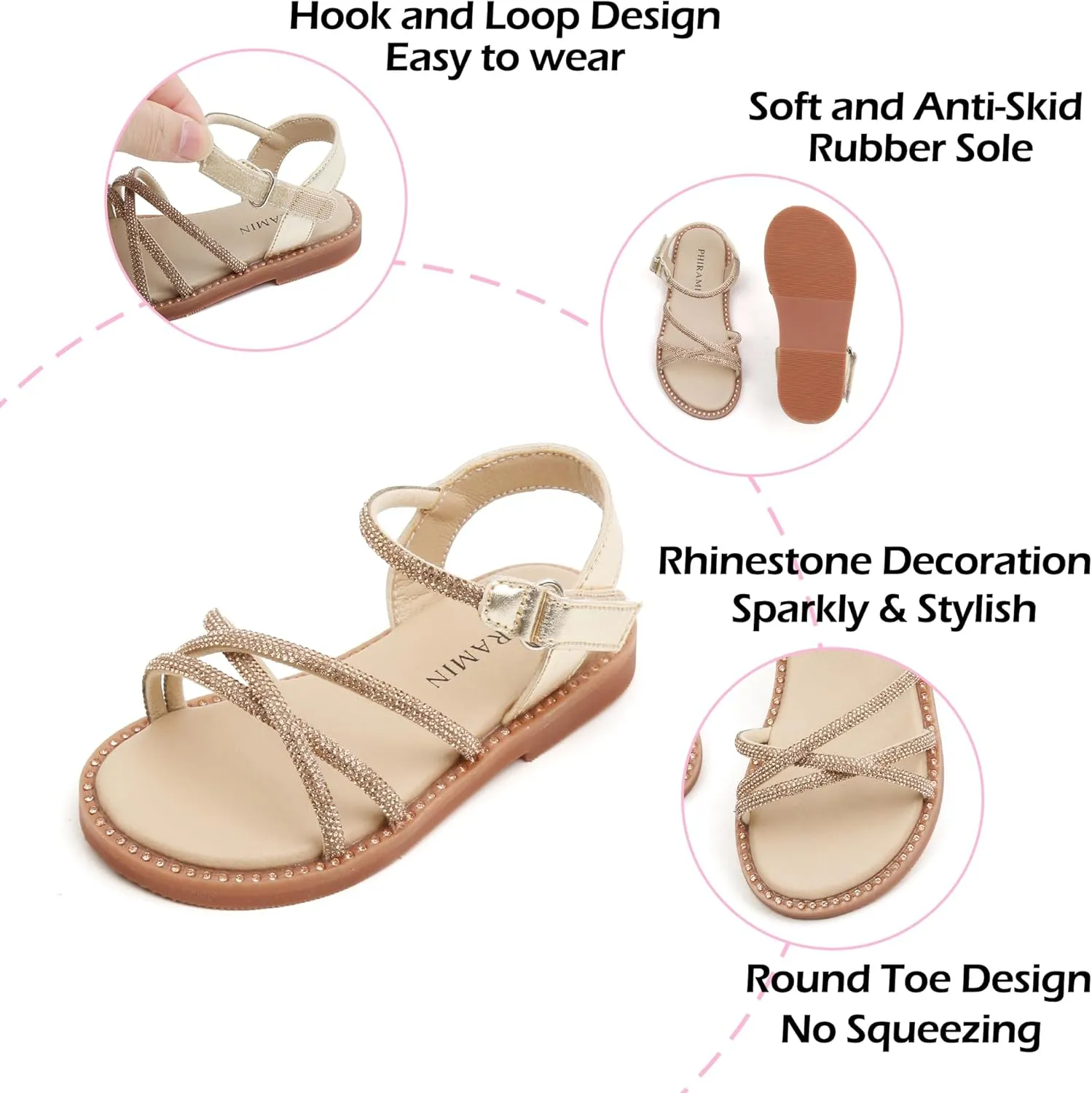 Toddler Flower Girl Sandals - Girl Summer Dress Shoes Toddler Little Kid Wedding Party