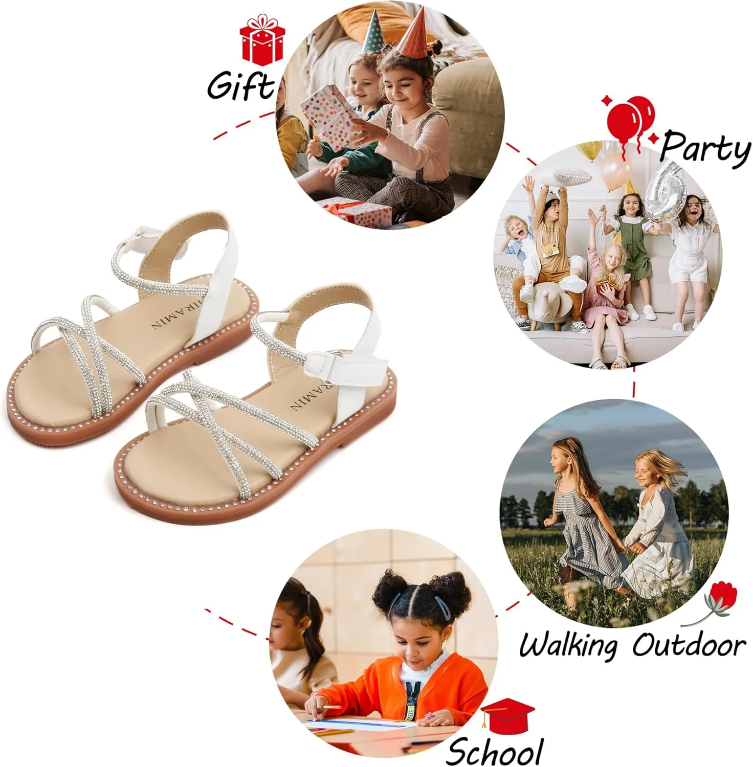 Toddler Flower Girl Sandals - Girl Summer Dress Shoes Toddler Little Kid Wedding Party