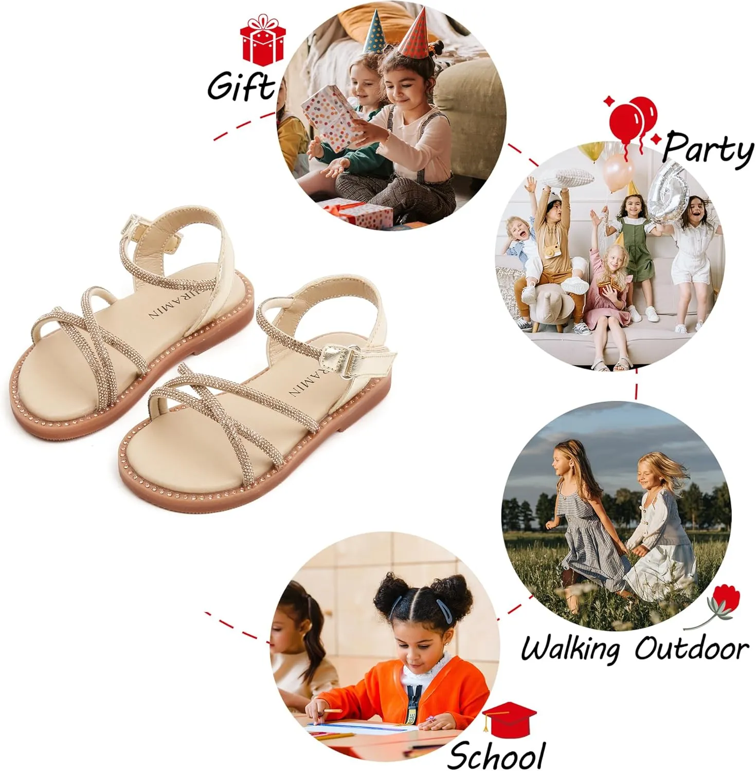 Toddler Flower Girl Sandals - Girl Summer Dress Shoes Toddler Little Kid Wedding Party