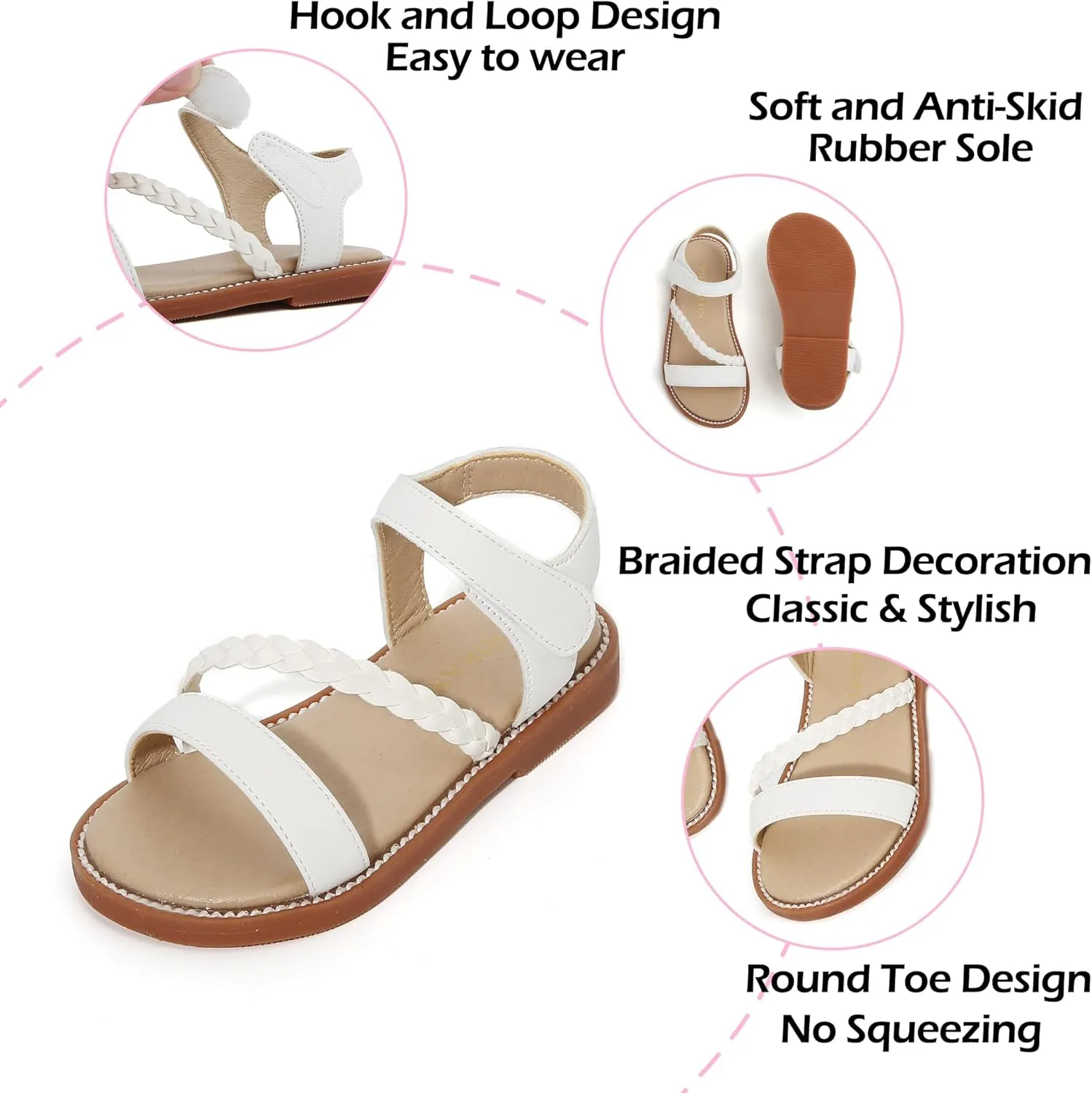 Toddler Flower Girl Sandals - Girl Summer Dress Shoes Toddler Little Kid Wedding Party