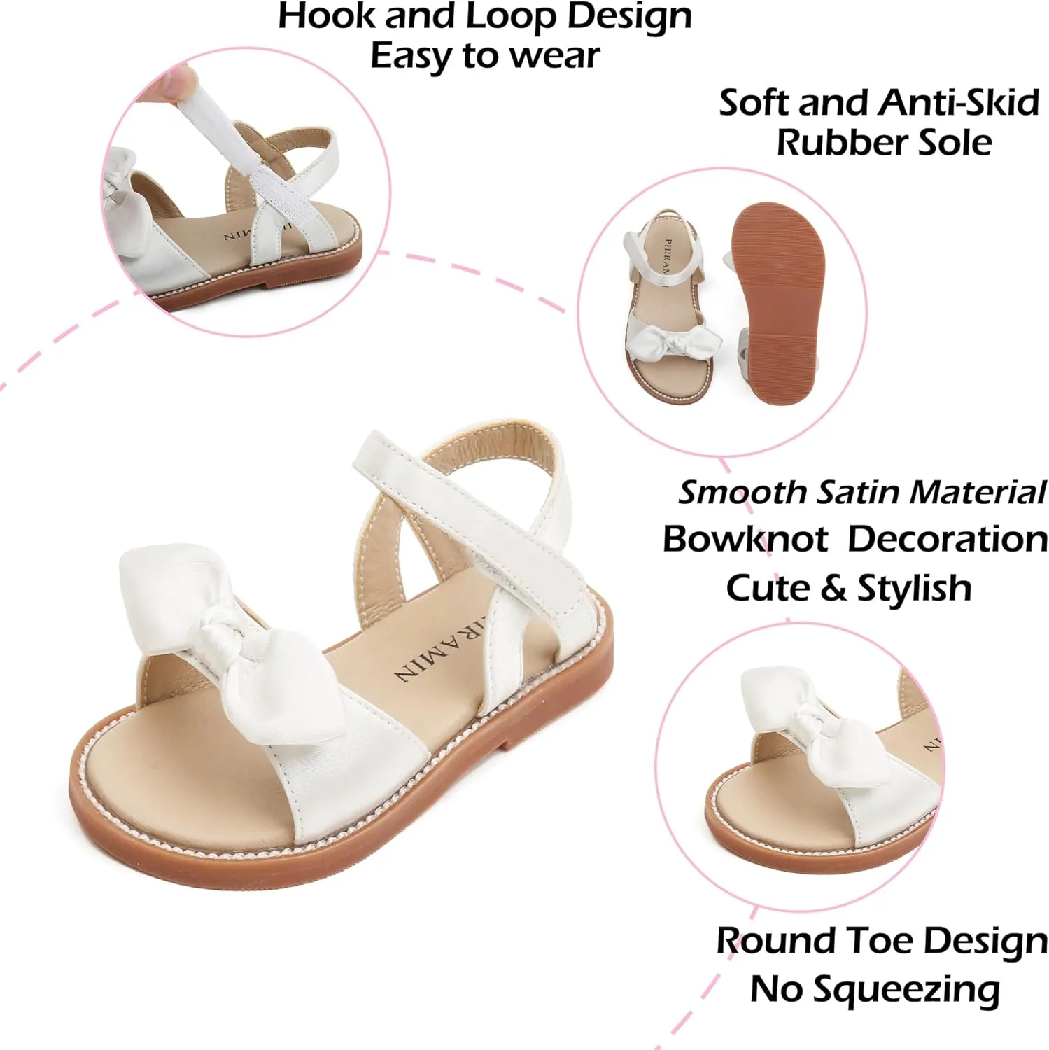 Toddler Flower Girl Sandals - Girl Summer Dress Shoes Toddler Little Kid Wedding Party