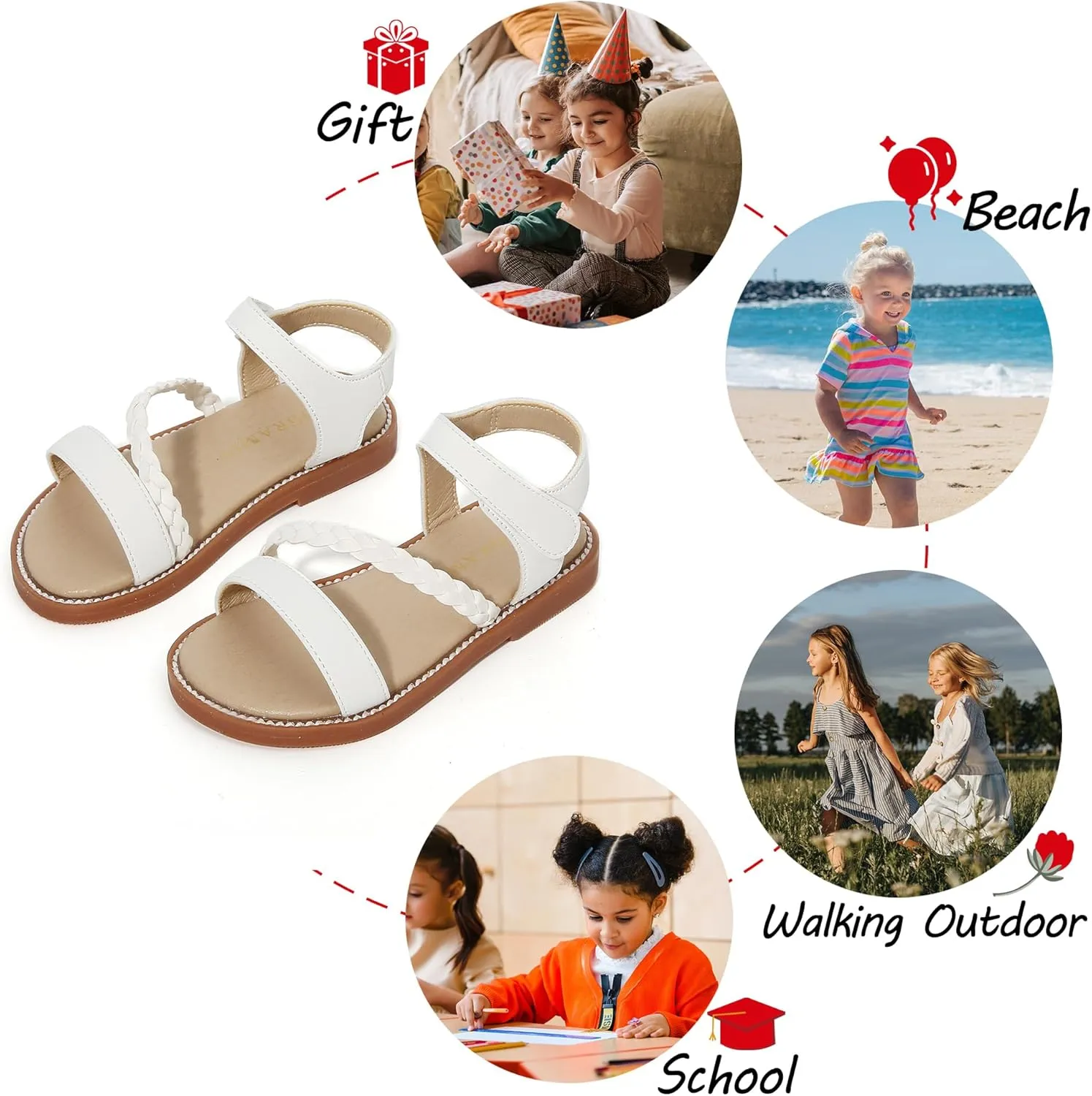 Toddler Flower Girl Sandals - Girl Summer Dress Shoes Toddler Little Kid Wedding Party