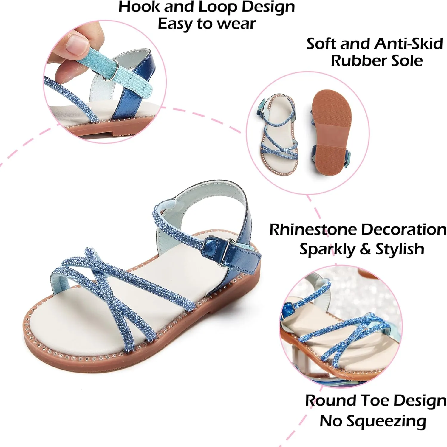 Toddler Flower Girl Sandals - Girl Summer Dress Shoes Toddler Little Kid Wedding Party