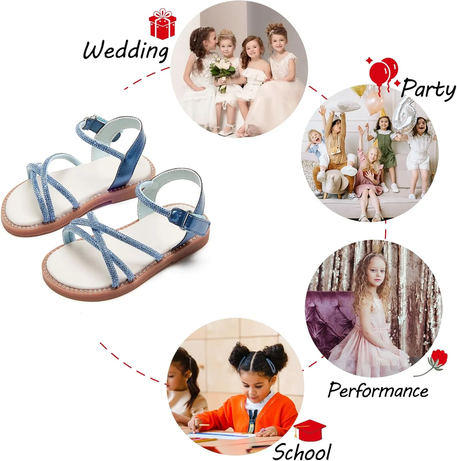 Toddler Flower Girl Sandals - Girl Summer Dress Shoes Toddler Little Kid Wedding Party