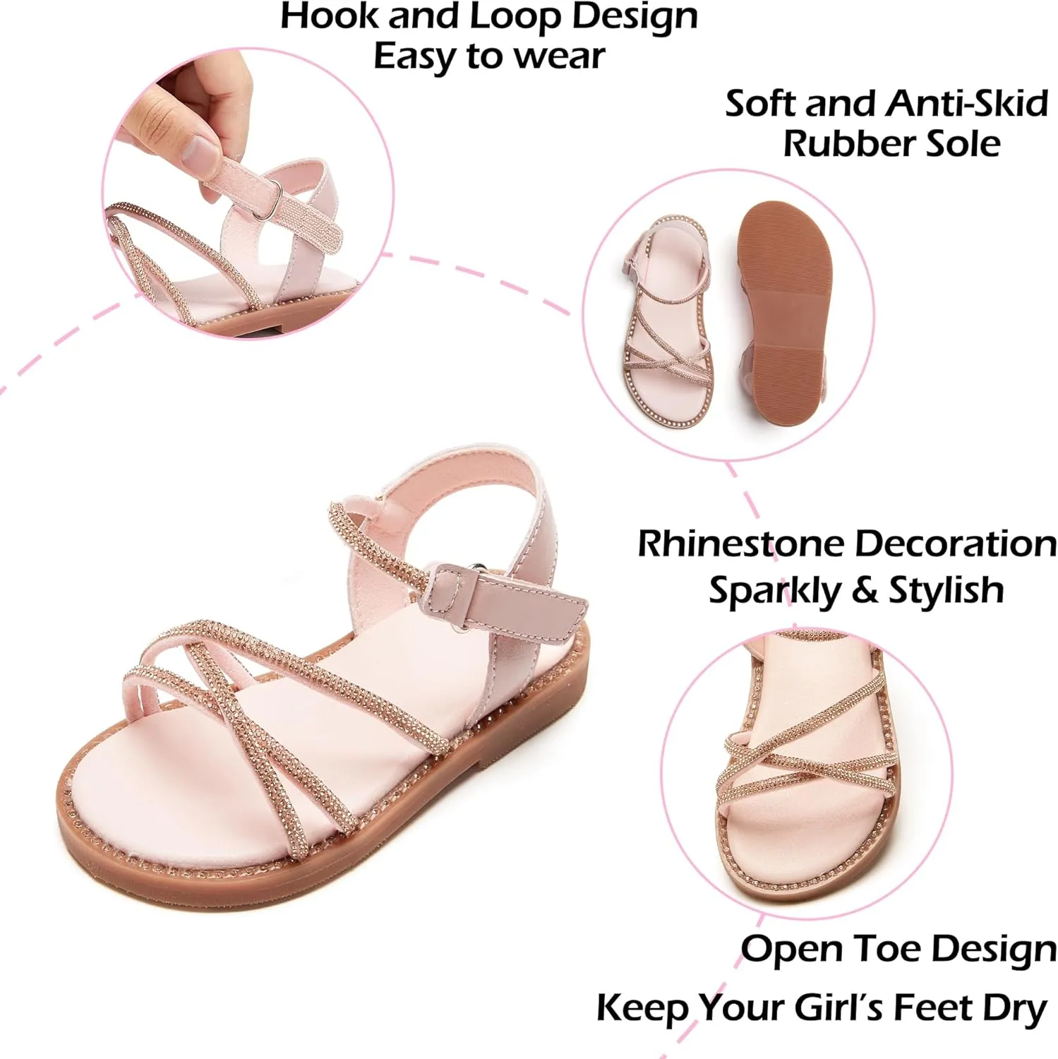 Toddler Flower Girl Sandals - Girl Summer Dress Shoes Toddler Little Kid Wedding Party