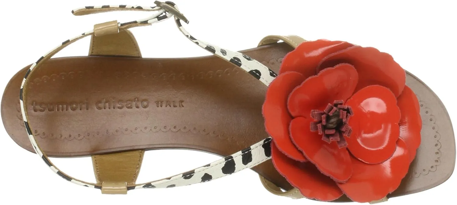 Tsumori Chisato Walk 4077 Flat Sandals with Flower Motif