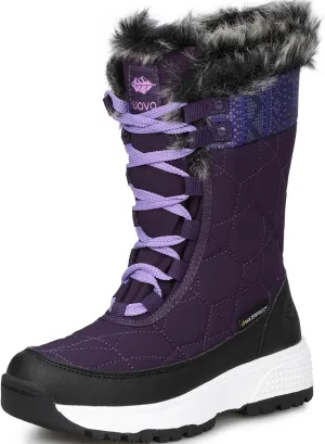 UOVO Kids Boys girls Snow Boots Warm Velvet Fur Lined Slip Resistant Waterproof Outdoor Winter Shoes(Little/Big Kids)