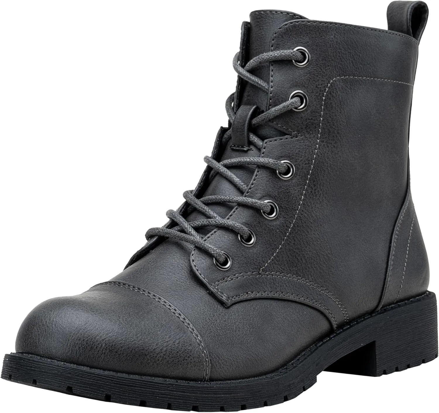 Vepose Women's Ankle Boots Lace up, Flat Fashion Combat Booties Low Heel