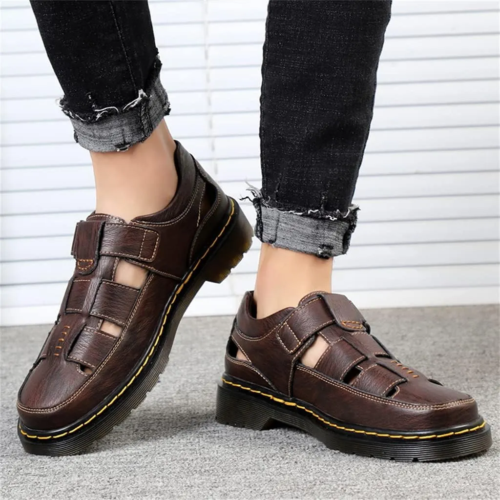 Veslexth Men Business Working Office Sandals Man Summer Breathable Synthetic Leather Walking Casual Oxfords Male Cocktail Party Fashion Dress Formal Shoes
