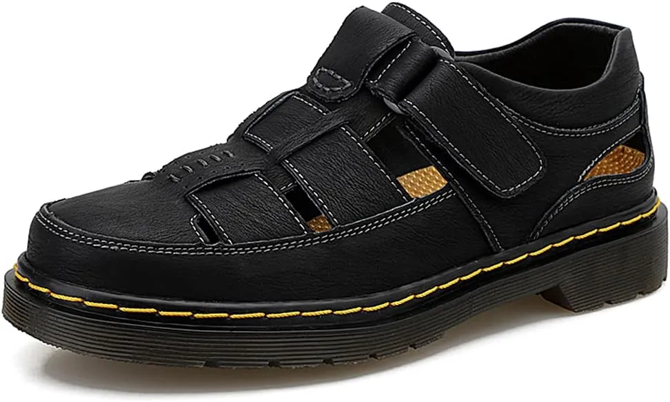 Veslexth Men Business Working Office Sandals Man Summer Breathable Synthetic Leather Walking Casual Oxfords Male Cocktail Party Fashion Dress Formal Shoes