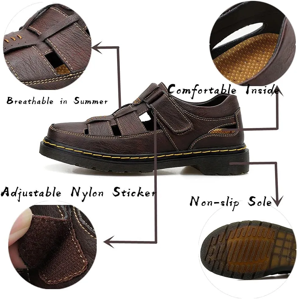 Veslexth Men Business Working Office Sandals Man Summer Breathable Synthetic Leather Walking Casual Oxfords Male Cocktail Party Fashion Dress Formal Shoes