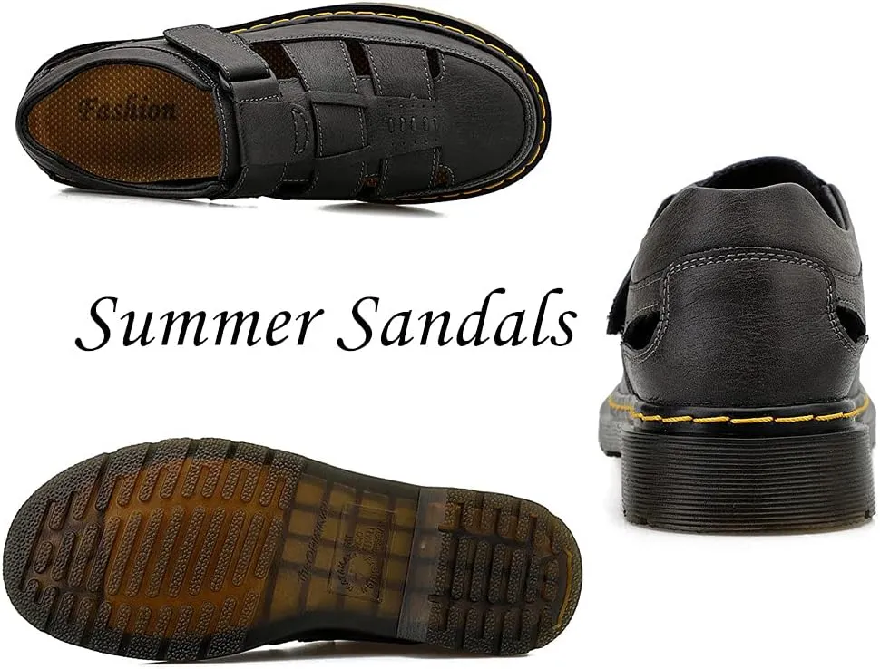 Veslexth Men Business Working Office Sandals Man Summer Breathable Synthetic Leather Walking Casual Oxfords Male Cocktail Party Fashion Dress Formal Shoes