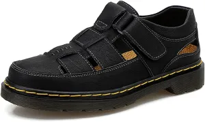 Veslexth Men Business Working Office Sandals Man Summer Breathable Synthetic Leather Walking Casual Oxfords Male Cocktail Party Fashion Dress Formal Shoes