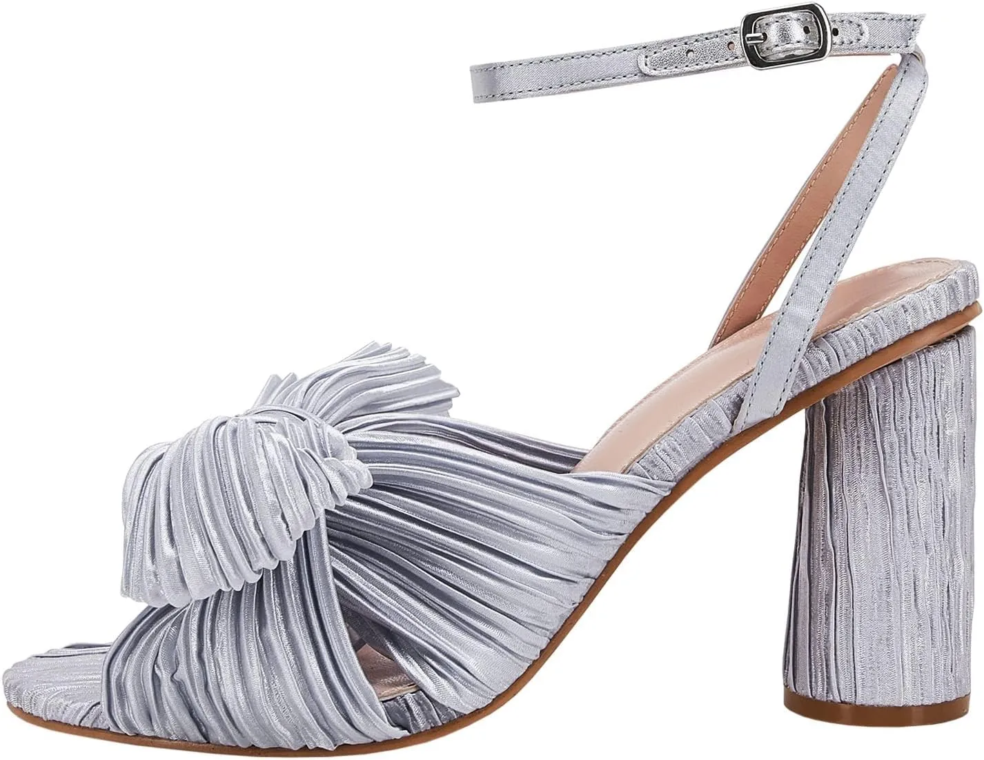VETASTE Women's Bow Knot Heeled Sandals Bridal Wedding Open Toe Ankle Strap Chunky Heels