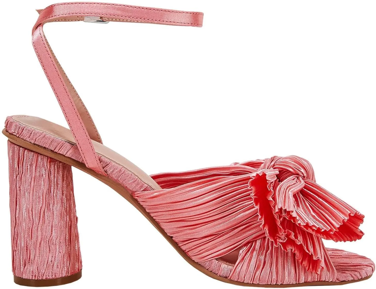 VETASTE Women's Bow Knot Heeled Sandals Bridal Wedding Open Toe Ankle Strap Chunky Heels