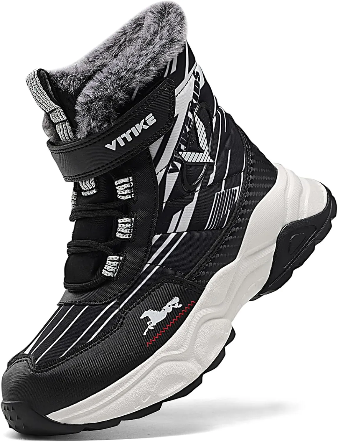 VITUOFLY Boys Hiking Boots Kids Hiking Shoes Girls Outdoor Warm Winter Snow Boots Adventure Trekking Shoes Anti-skid Sneakers Steel Buckle Durable Comfortable
