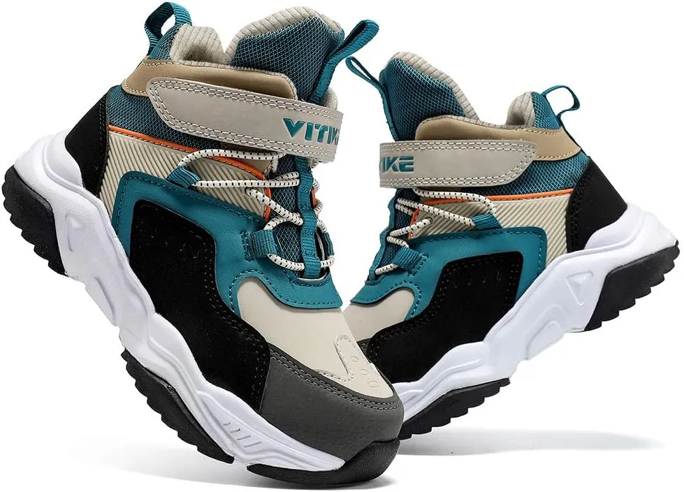 VITUOFLY Boys Hiking Boots Kids Hiking Shoes Girls Outdoor Warm Winter Snow Boots Adventure Trekking Shoes Anti-skid Sneakers Steel Buckle Durable Comfortable