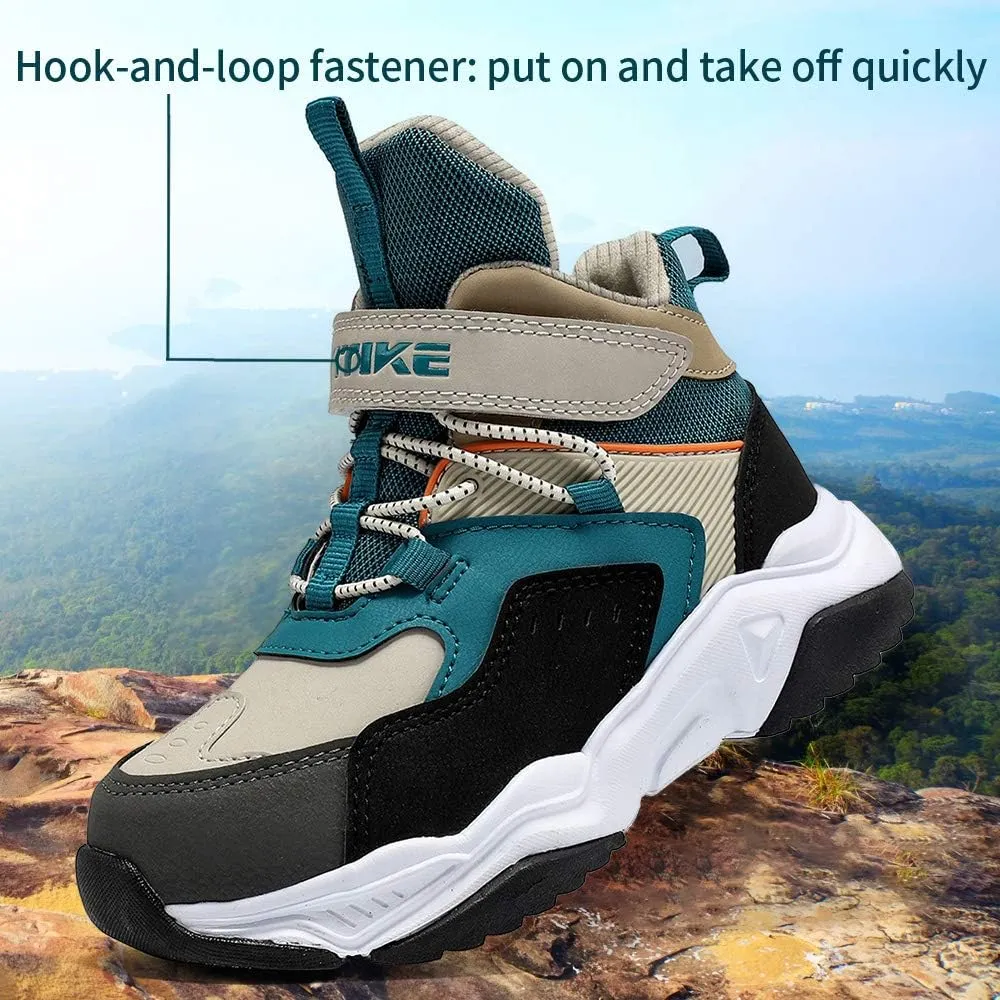 VITUOFLY Boys Hiking Boots Kids Hiking Shoes Girls Outdoor Warm Winter Snow Boots Adventure Trekking Shoes Anti-skid Sneakers Steel Buckle Durable Comfortable