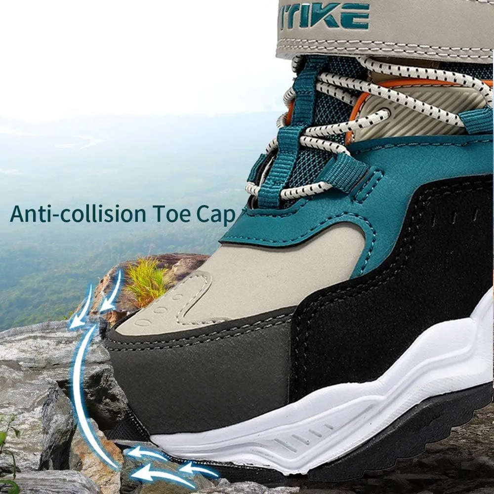 VITUOFLY Boys Hiking Boots Kids Hiking Shoes Girls Outdoor Warm Winter Snow Boots Adventure Trekking Shoes Anti-skid Sneakers Steel Buckle Durable Comfortable