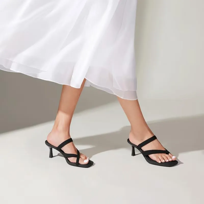 VIVAIA Alina Square-Toe Kitten Heel Strappy Sandals