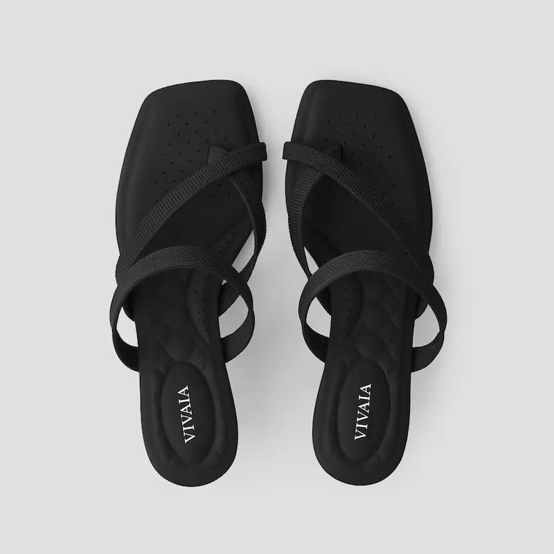 VIVAIA Alina Square-Toe Kitten Heel Strappy Sandals