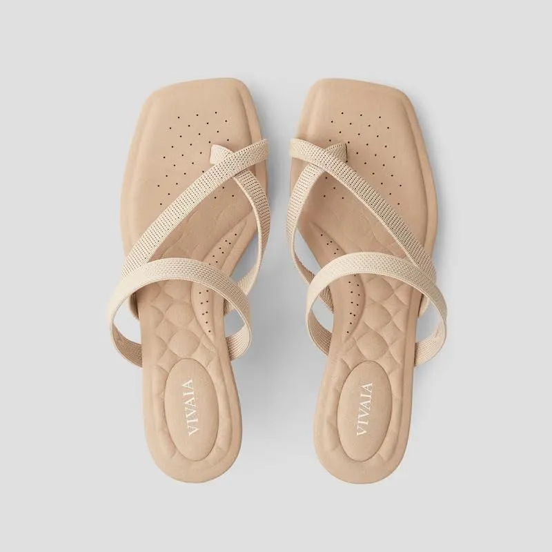 VIVAIA Alina Square-Toe Kitten Heel Strappy Sandals