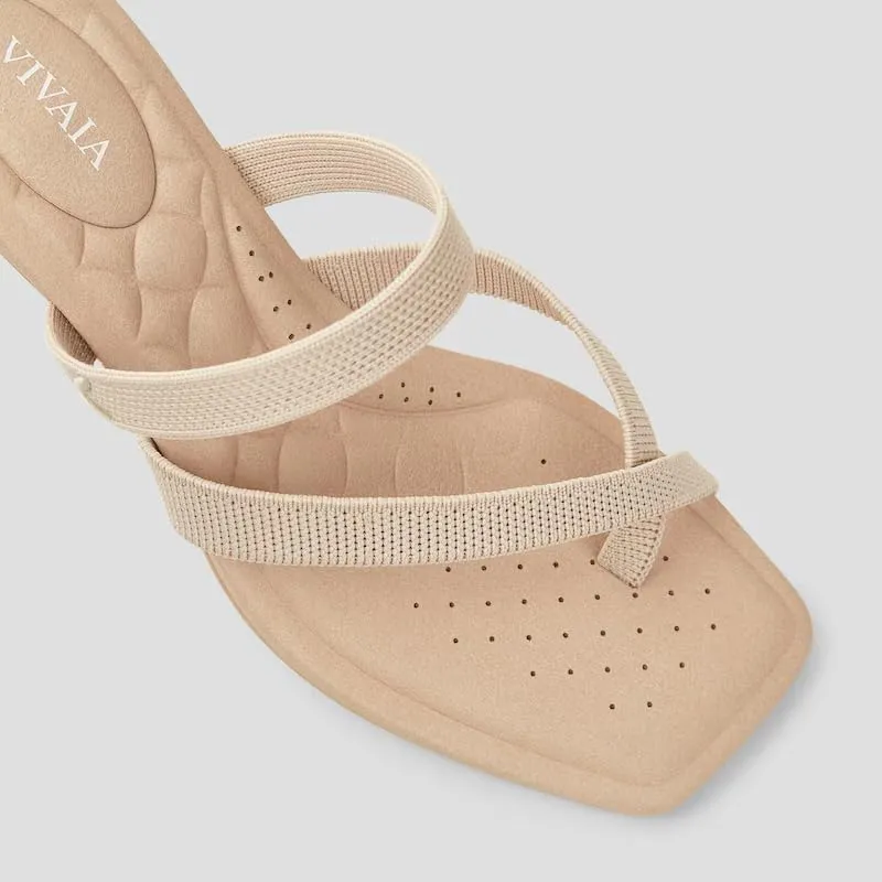 VIVAIA Alina Square-Toe Kitten Heel Strappy Sandals