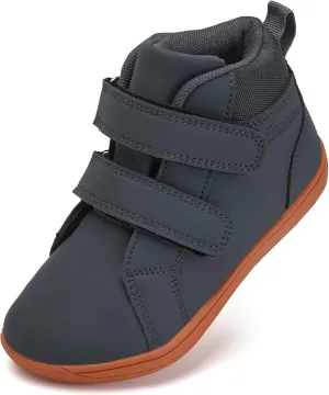 WateLves Toddler Little Kids Wide Barefoot Shoes Boys Girls Winter High Top Minimalist Sneakers Ankle Boots Leather Uniform Dress Shoes Naturally Splay