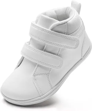 WateLves Toddler Little Kids Wide Barefoot Shoes Boys Girls Winter High Top Minimalist Sneakers Ankle Boots Leather Uniform Dress Shoes Naturally Splay