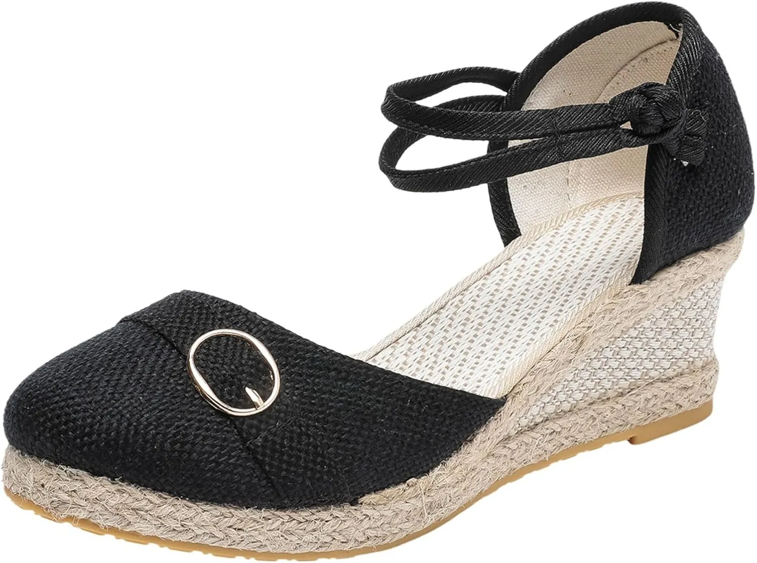 Wedge Sandals for Women 2024 Women Shoes Slope Heeled Linen Sandals Fashion Thick Heeled Beach Sandals
