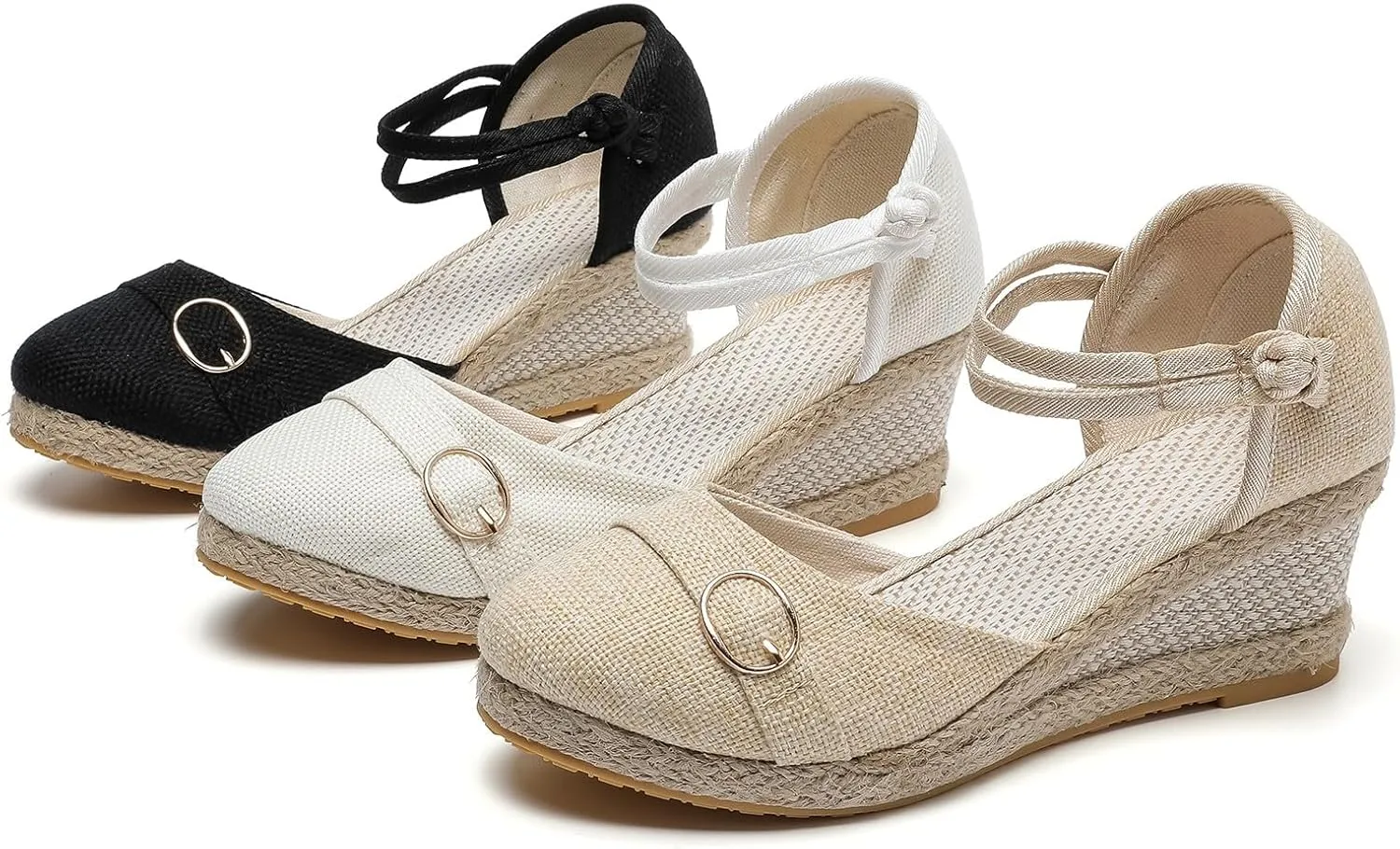 Wedge Sandals for Women 2024 Women Shoes Slope Heeled Linen Sandals Fashion Thick Heeled Beach Sandals