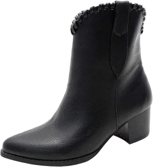 Wild Diva Womens Pointy Toe Med Low Heel Cowboy Western Ankle Booties Boots