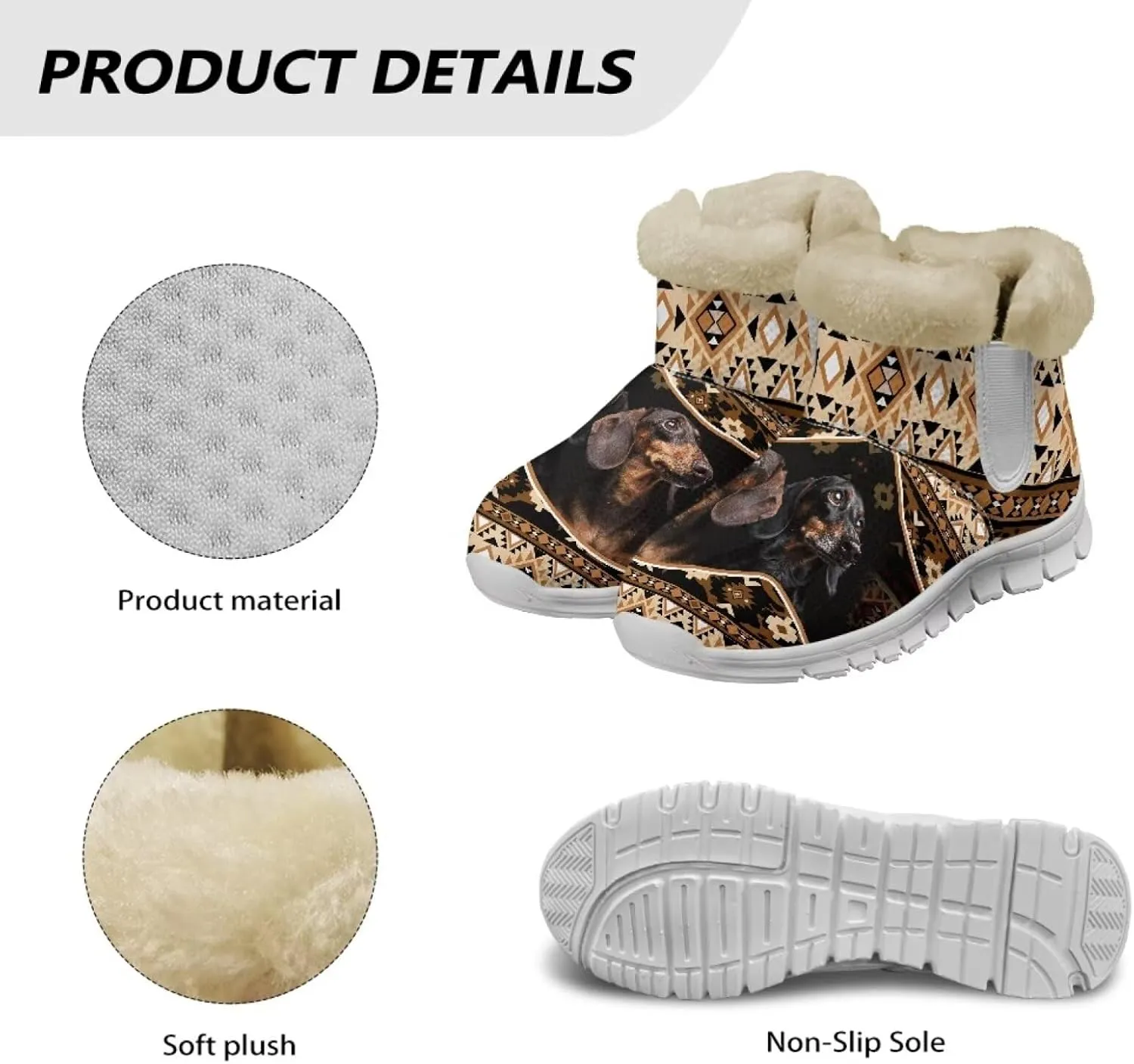 Winter Boots For Women Non Slip Ankle Boots Fully Warm Fur Lined Lightweight Memory Foam Outdoor Indoor Snow Boots