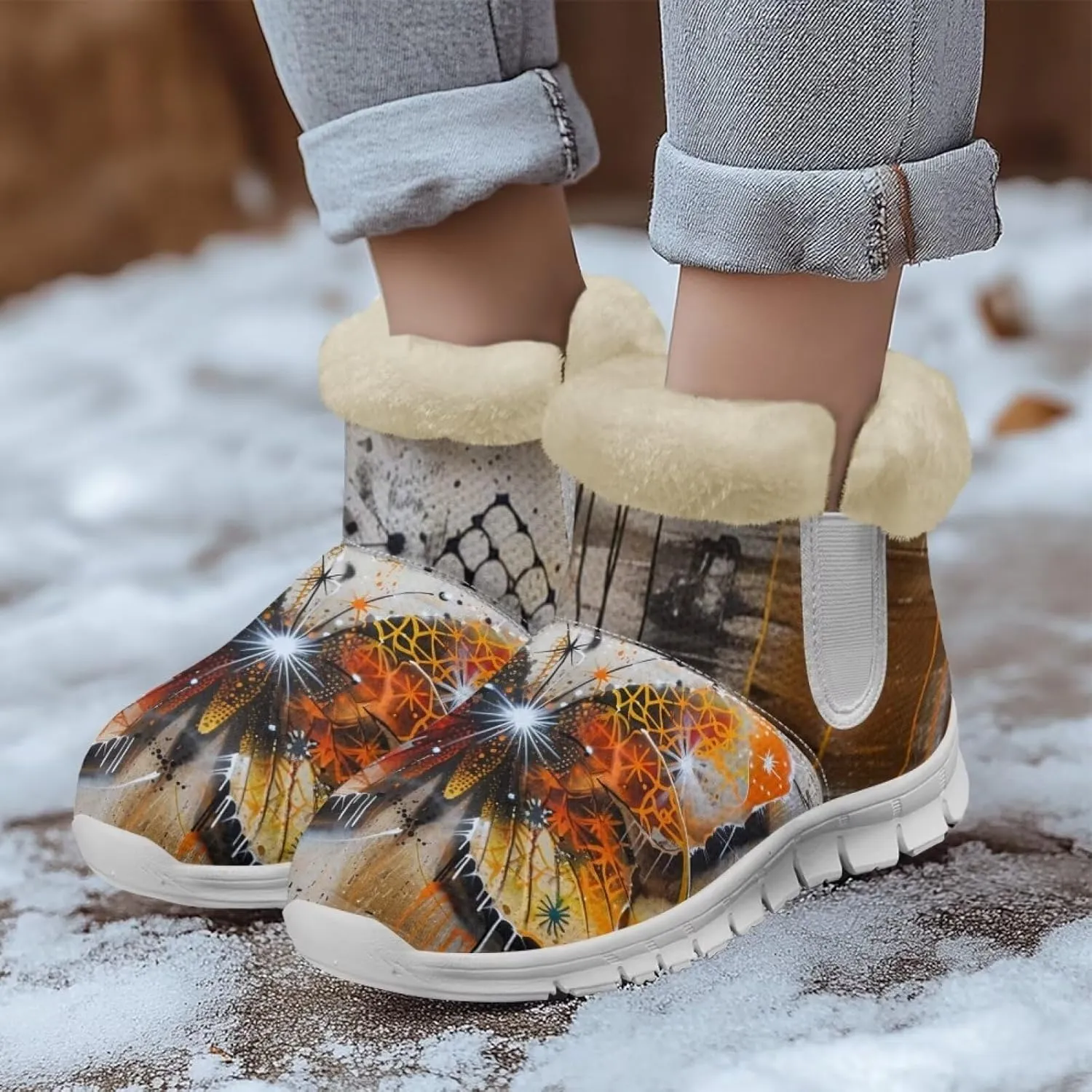 Winter Boots For Women Non Slip Ankle Boots Fully Warm Fur Lined Lightweight Memory Foam Outdoor Indoor Snow Boots