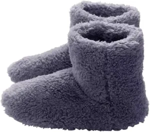 Winter Foot Warmer Shoes Soft Electric Heating USB Snow Boots Warm Skiing Boot Pink Gray One Size for Women Men (Grey)