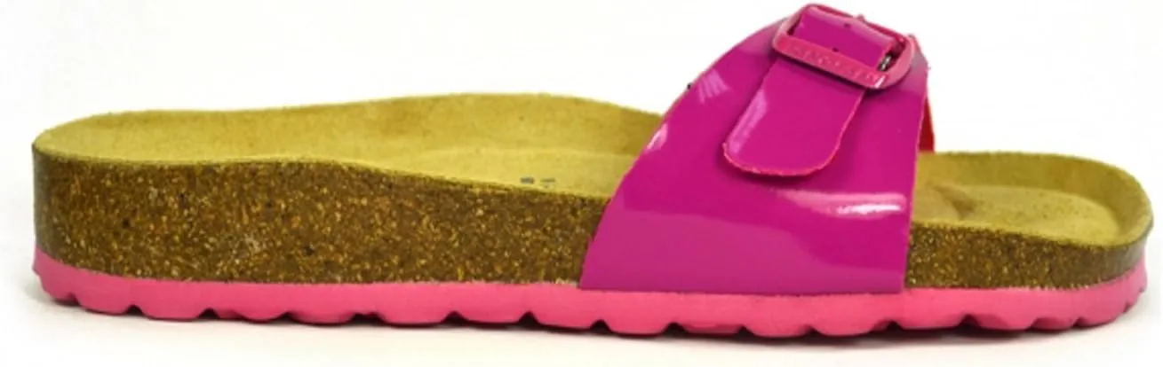 Womans Sanosan Designer Malaga Laquered Comfort Sandals Ladies Summer Pool Mules