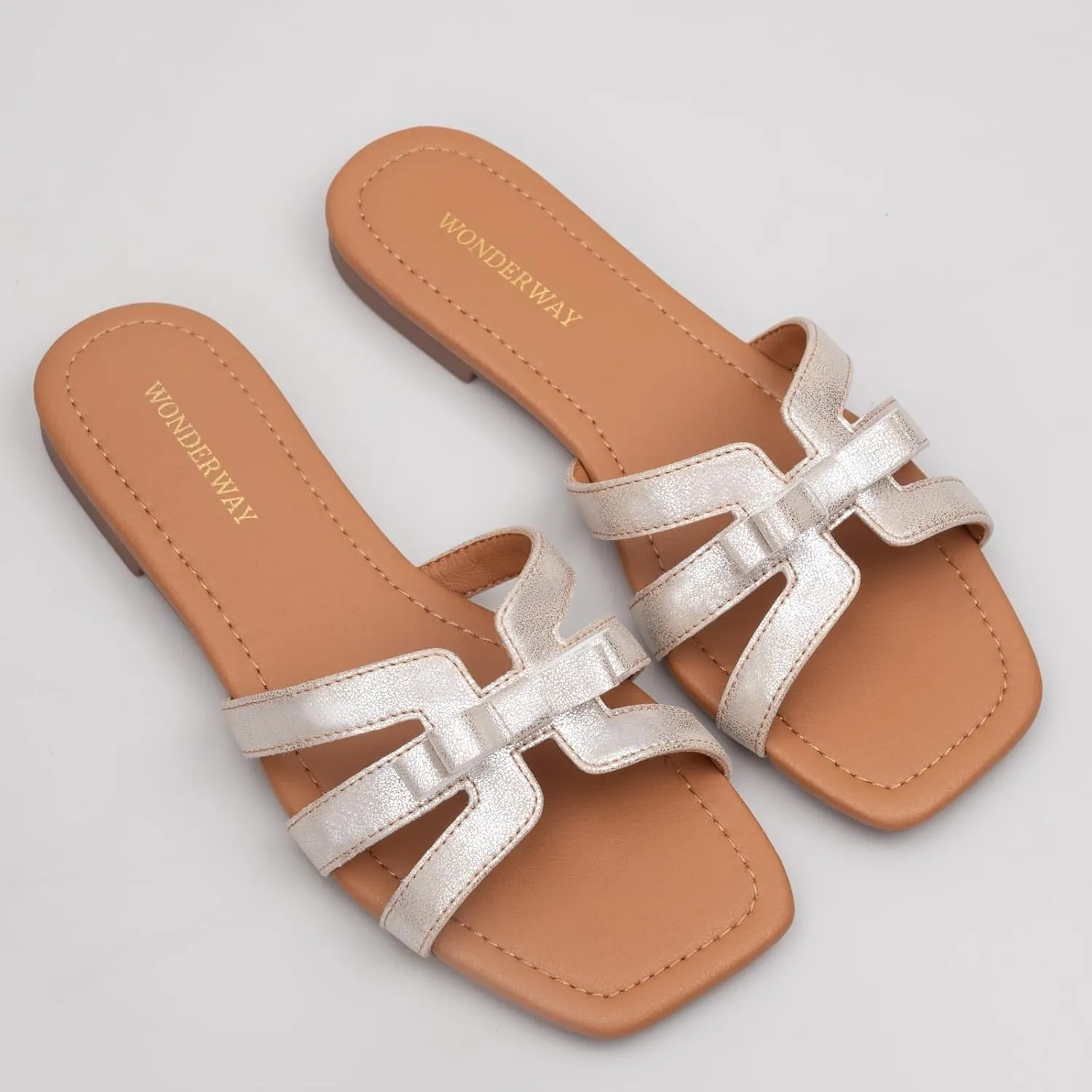 Women Bow Flat Sandals Dressy Sandals for Women Cute Comfortable Square Open Toe Slides Sandals