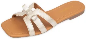 Women Bow Flat Sandals Dressy Sandals for Women Cute Comfortable Square Open Toe Slides Sandals