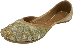 Women Cream Gold Designer Pakistani Juti Punjabi Jutti Ethnic Mojari Handmade Khussa