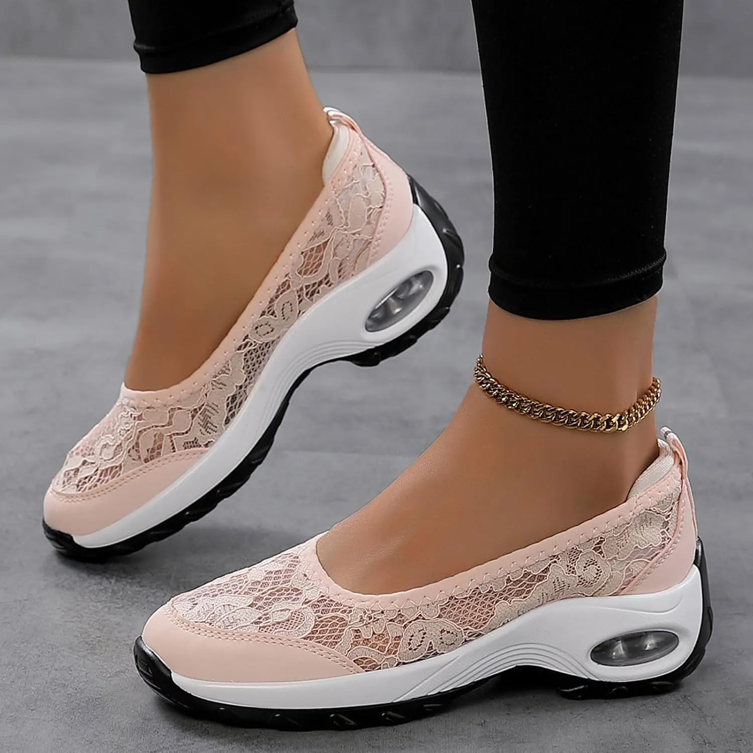 Women Sneakers Fashionable New Pattern Solid Color Lace Decoration Cute Thick Sole Flat Bottom Teal Shoes Women